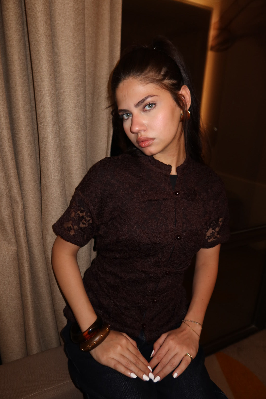 Mandarin lace top