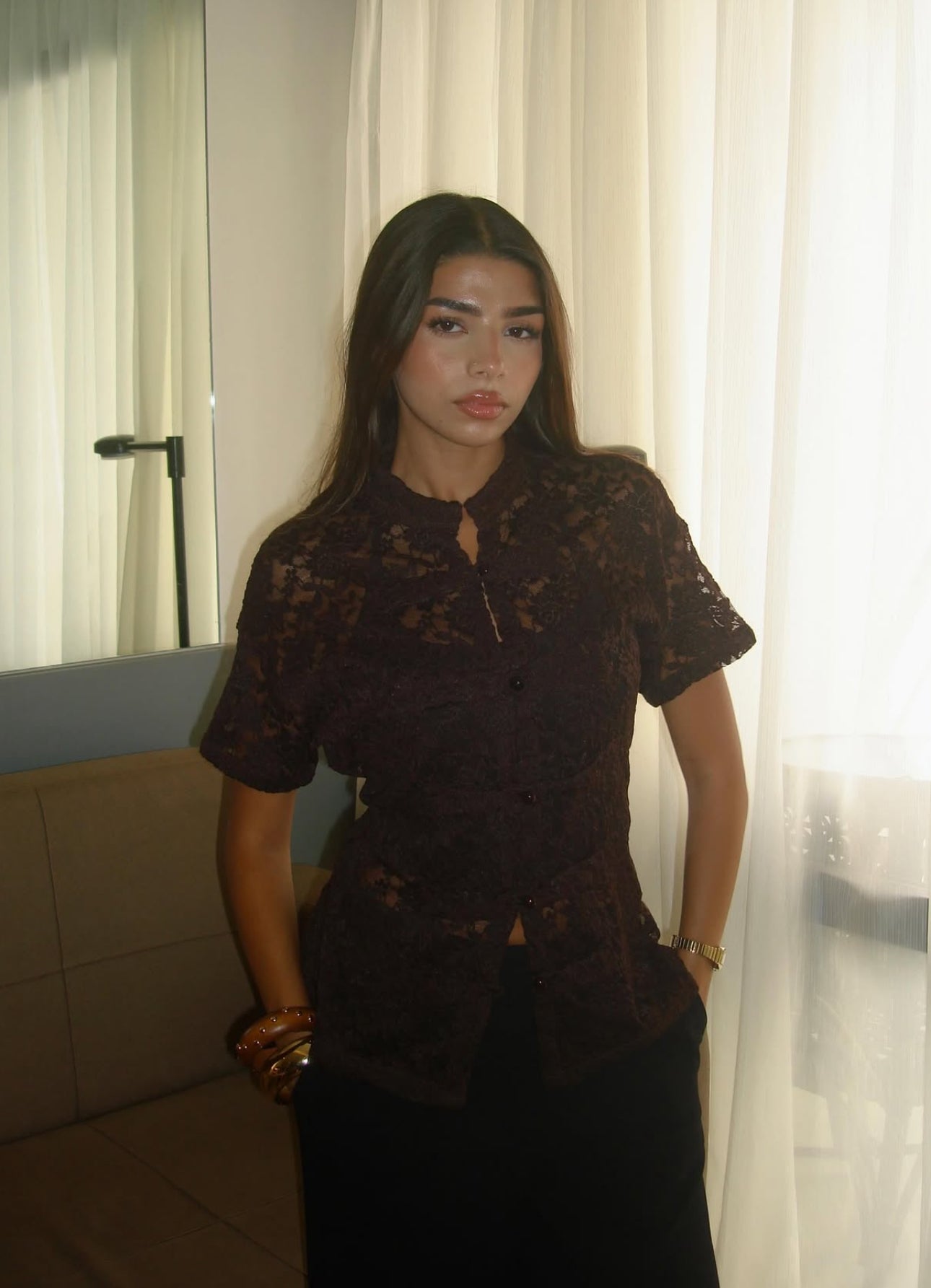 Mandarin lace top