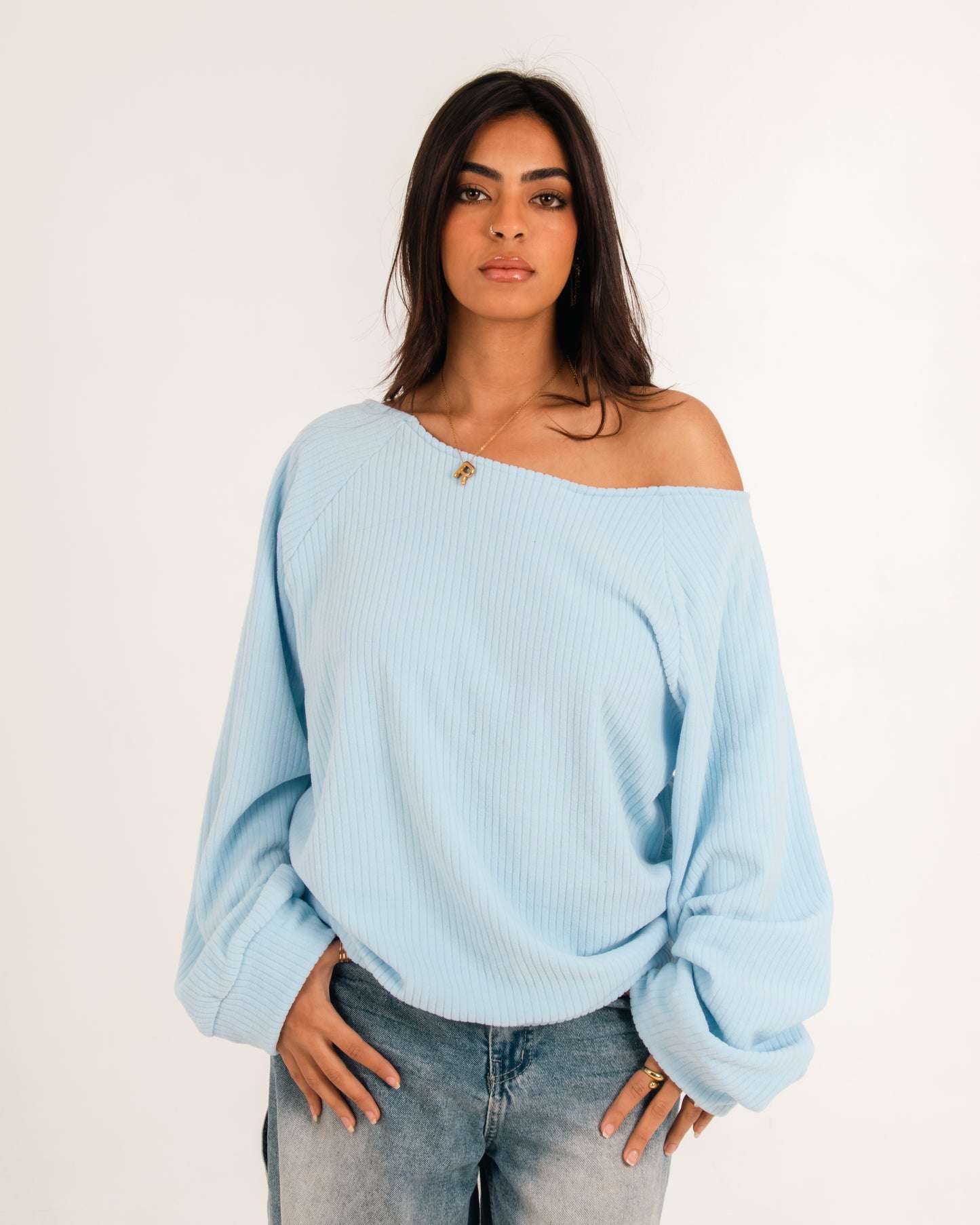 Fluffy one shoulder top