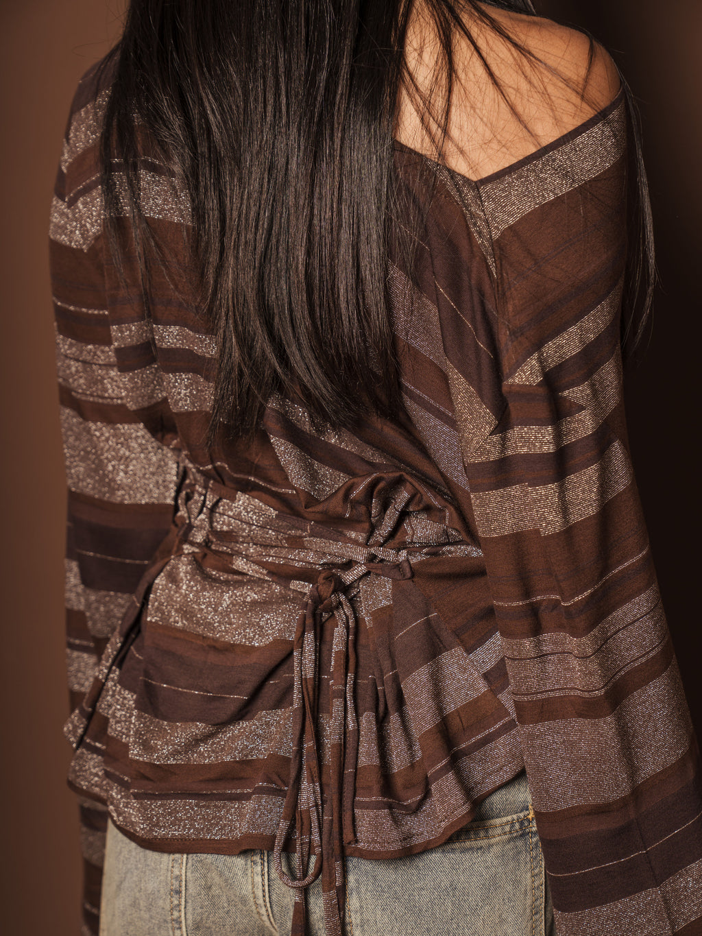 “Softly Yours” Bling blouse with attached scarf