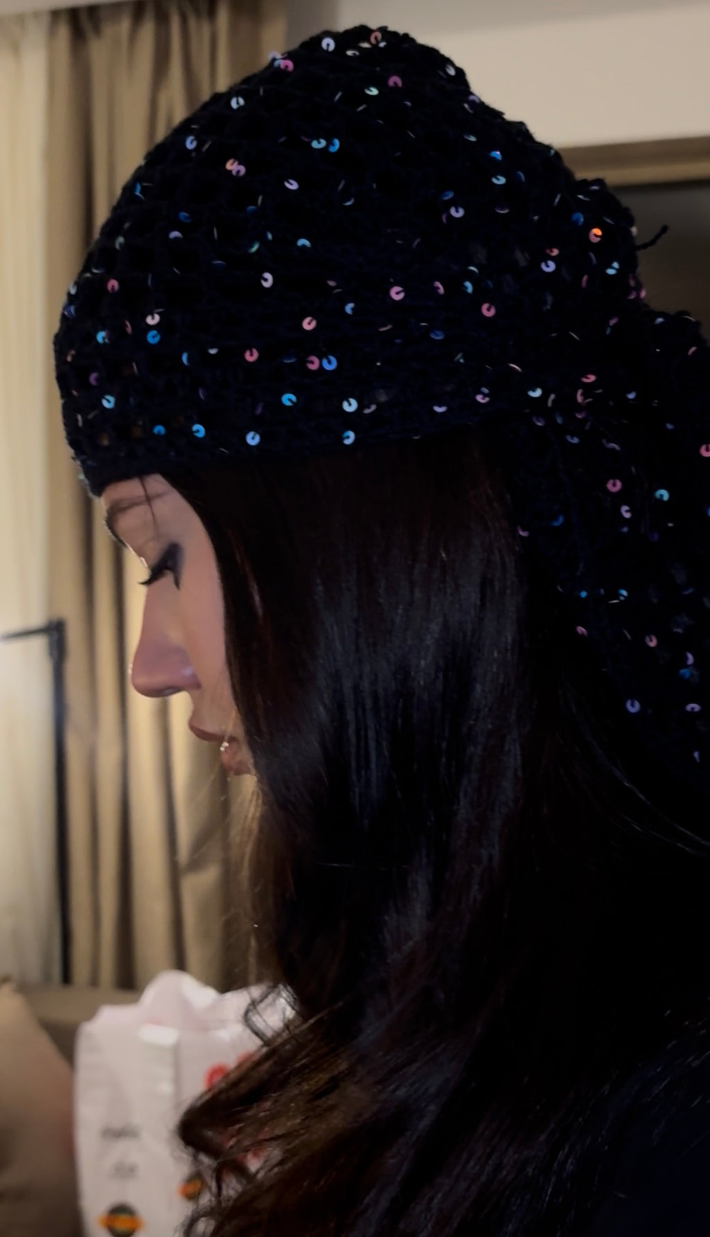 Sequin crochet wrap