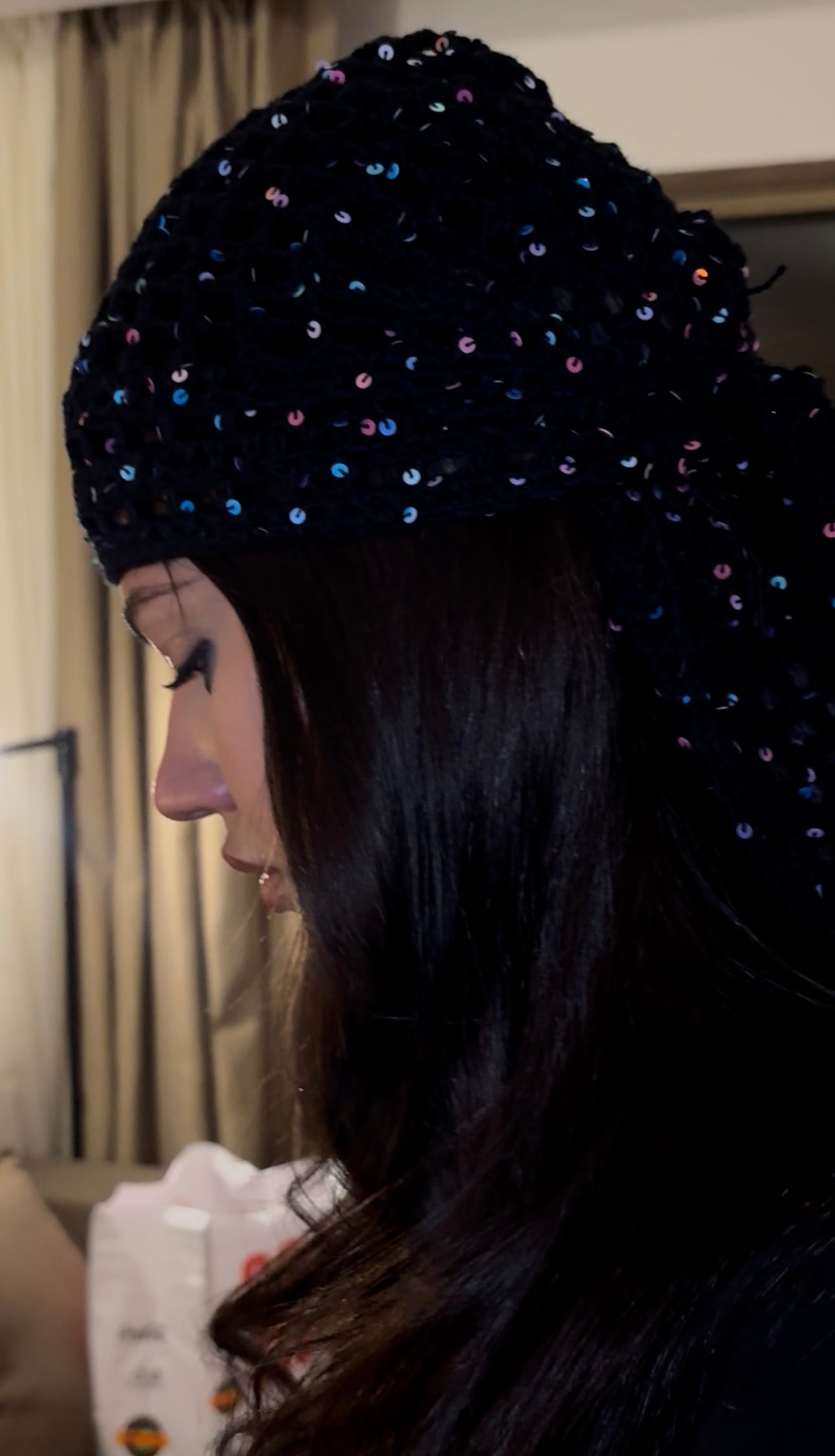 Sequin crochet wrap